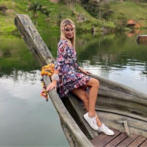 Misa Los Angeles x Revolve Tie Dye Floral Savanna Asymmetrical Hem Dress